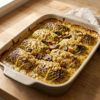 Wirsing-Päckchen mit Hirse, Pilzen und Apfel auf S