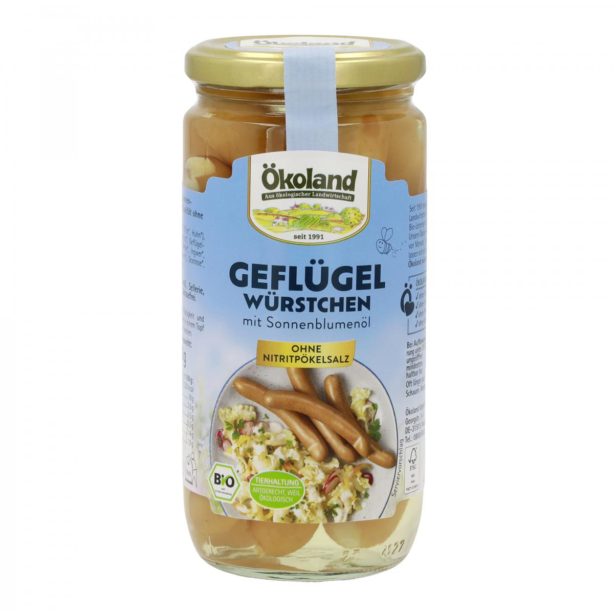 Geflügel Würstchen, Glas
