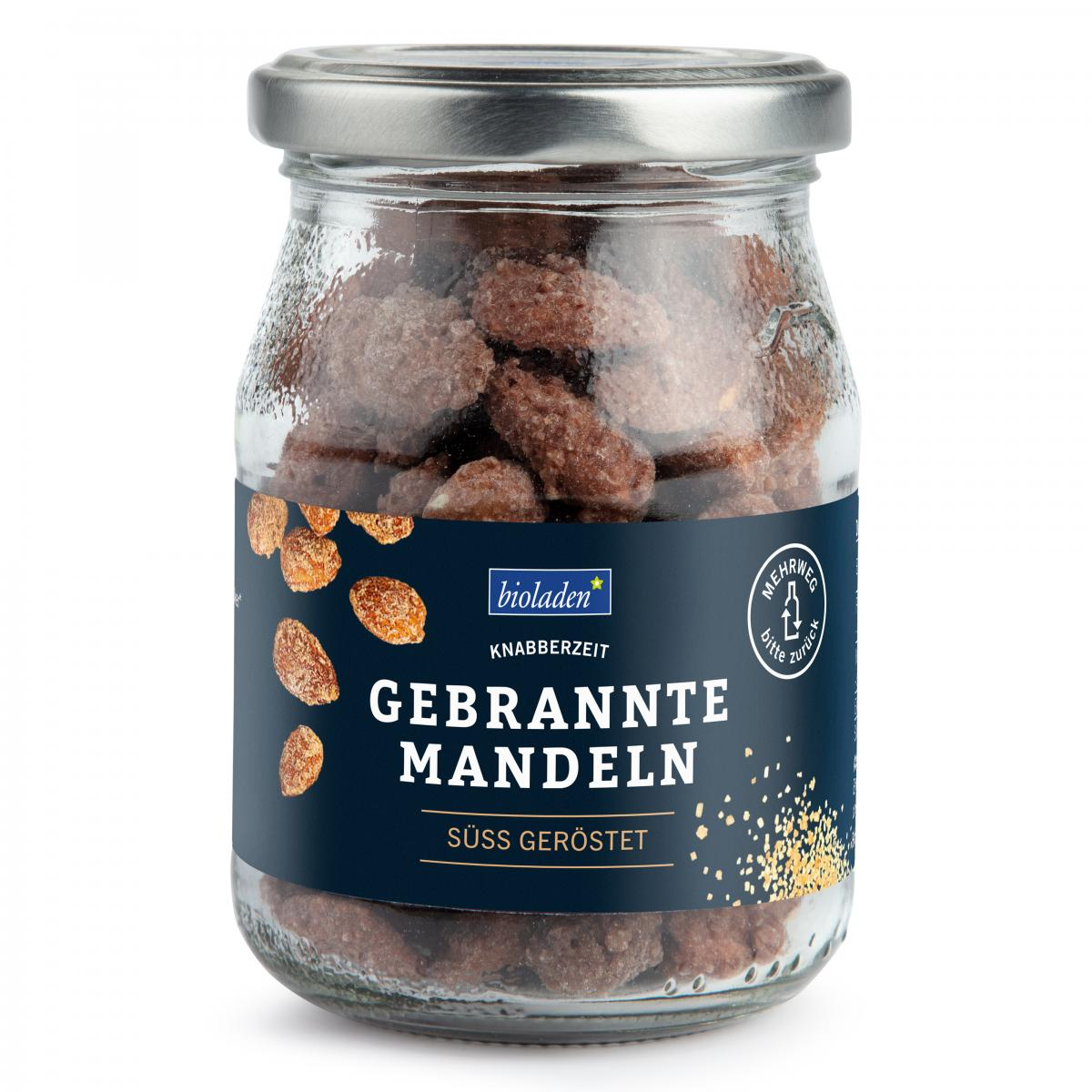 Gebrannte Mandeln süß geröstet im Pfandglas