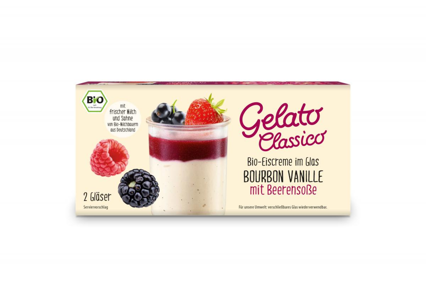 TK Eisdessert im Glas Vanille mit Beerensoße