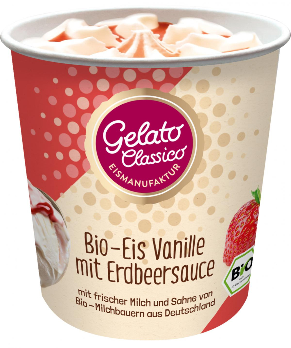 TK Vanille Eis & Erdbeersauce