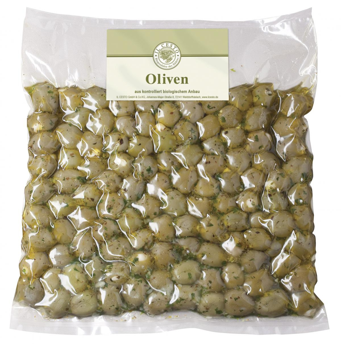 Grüne Oliven gefüllt mit Knoblauch (Großgebinde)