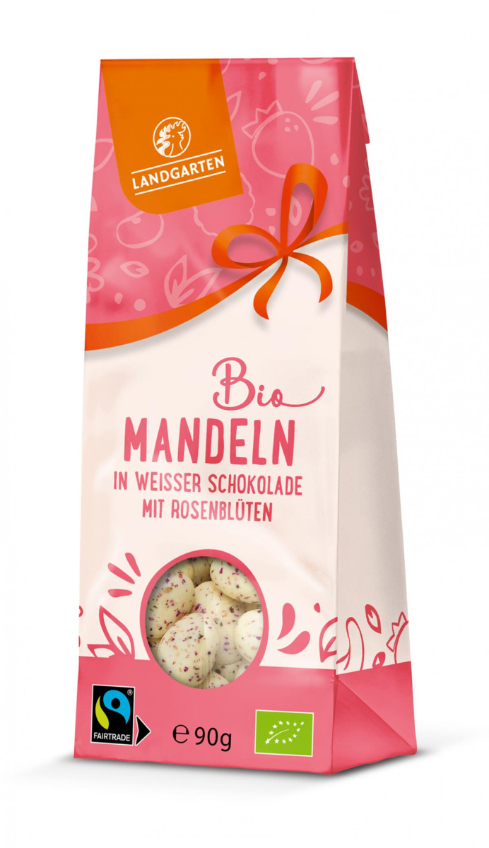 Mandeln in weißer Schokolade Rosenblüte