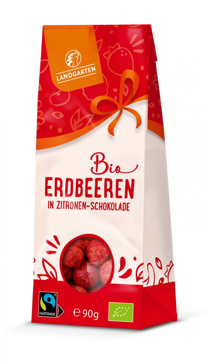 Erdbeeren in weißer Zitronen Beeren Schokolade