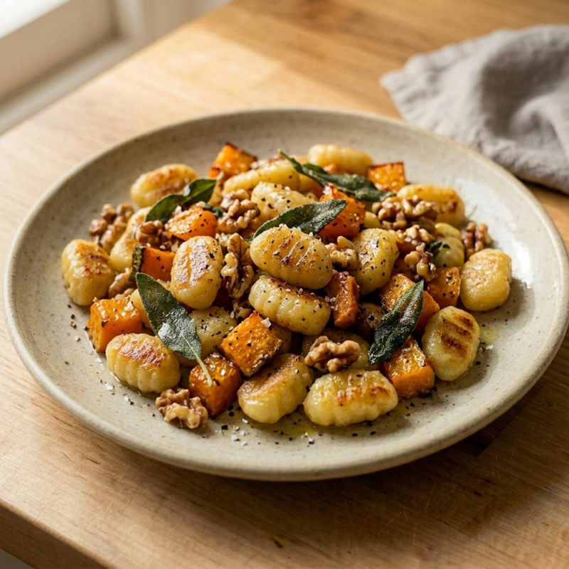 Kürbis-Gnocchi-Pfanne mit Salbei & Walnüssen
