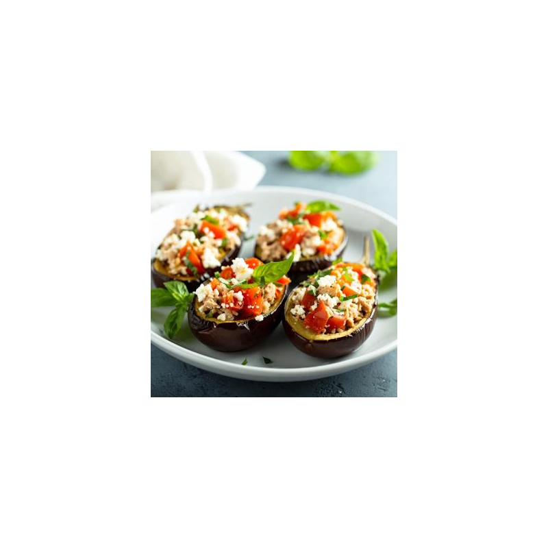 Auberginen gefüllt mit Feta, Tomate & Thunfisch