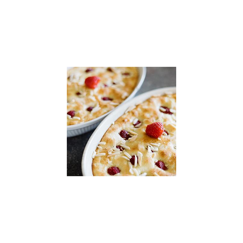 Milchreis-Gratin mit frischen Himbeeren