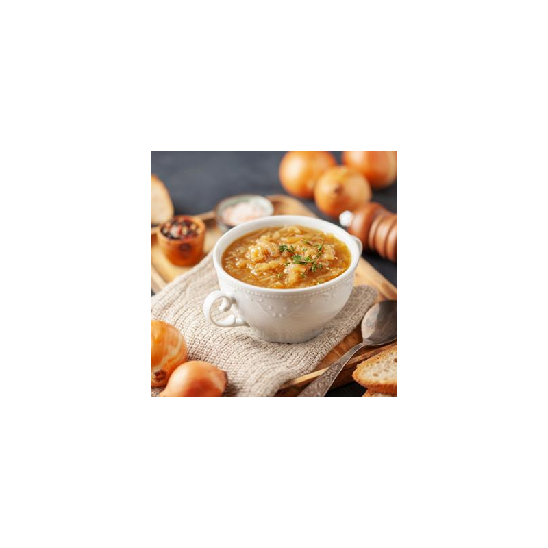 Zwiebelsuppe mit Miso und knusprigem Gewürzbrot