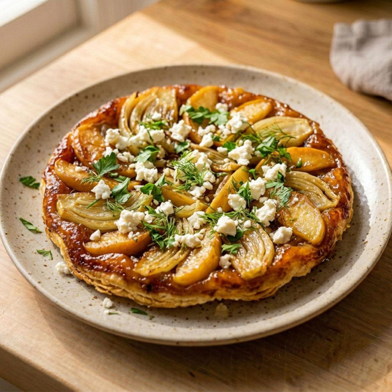 Fenchel-Apfel-Tarte-Tatin mit Feta und Thymian