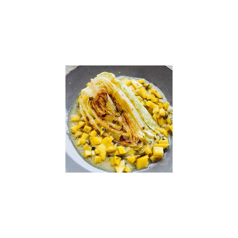 Geschmorter Spitzkohl mit Mango-Kokossauce