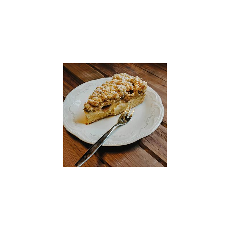 Rhabarberkuchen mit Vanillecreme und Streuseln