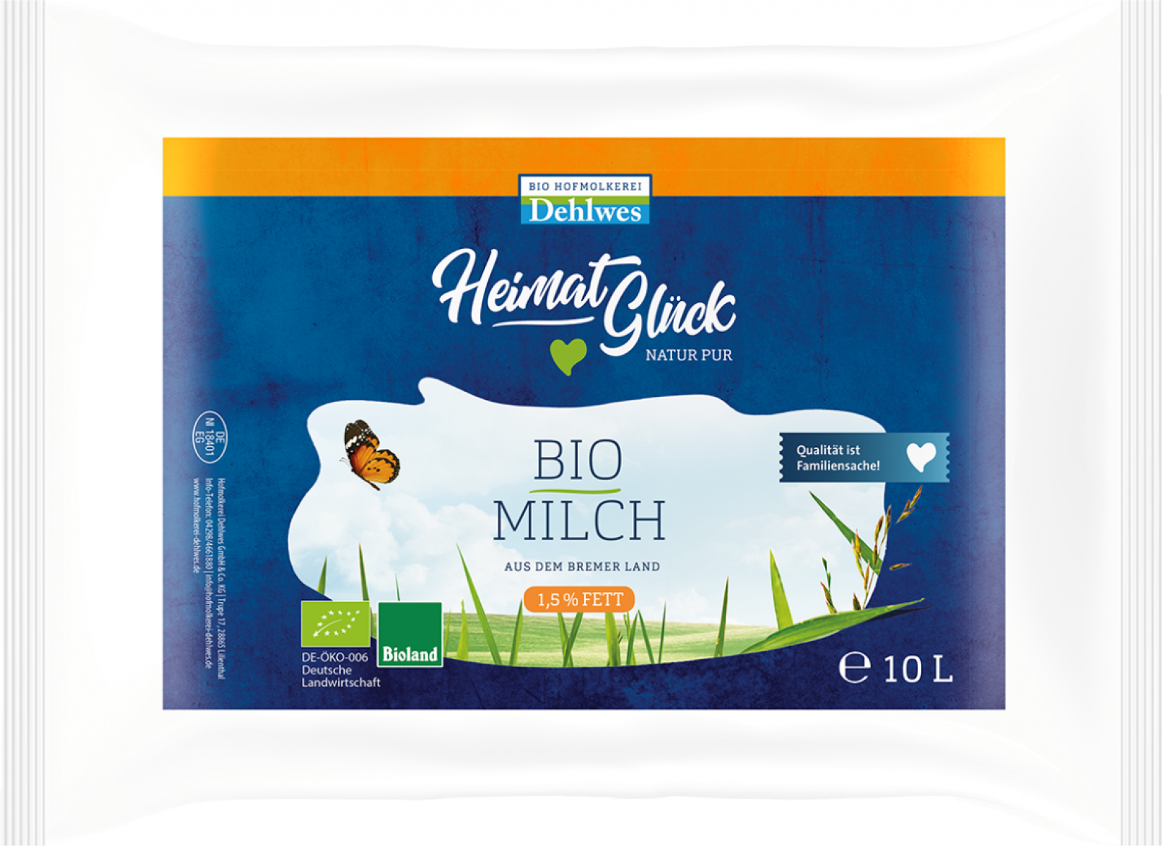 Milch fettarm 1,5% 10 Liter Tüte (Großgebinde)