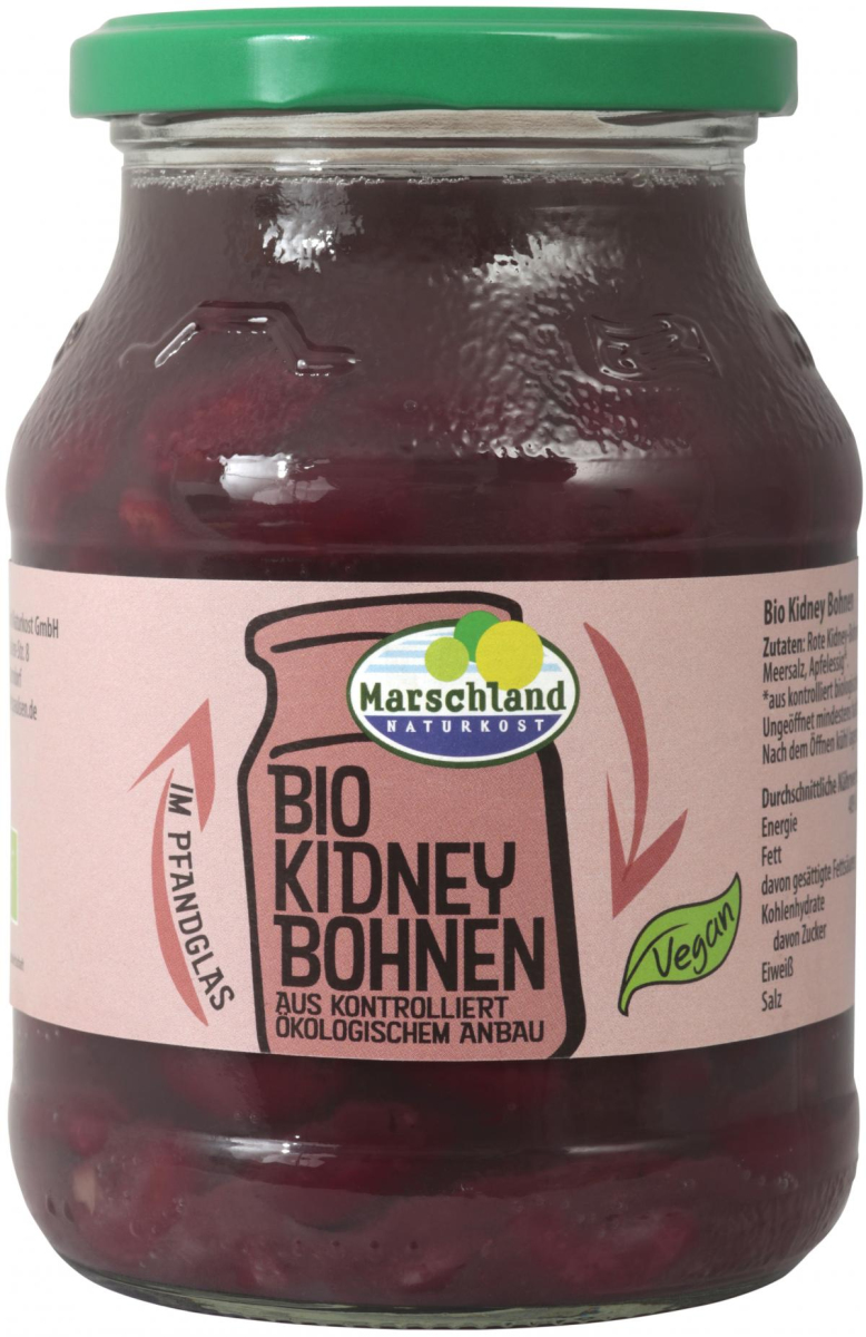 Kidneybohnen zubereitet im Pfandglas