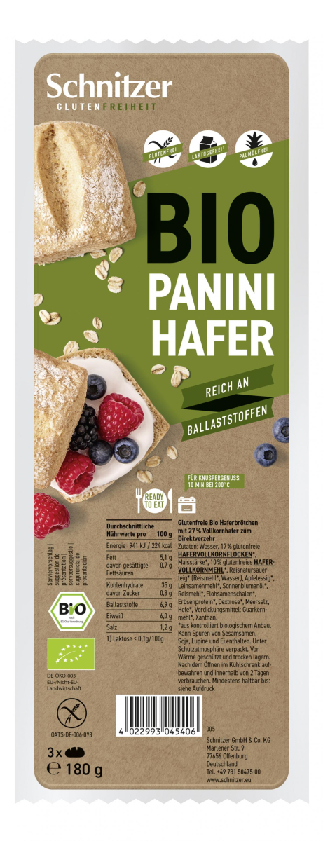 Brötchen Panini Hafer, glutenfrei