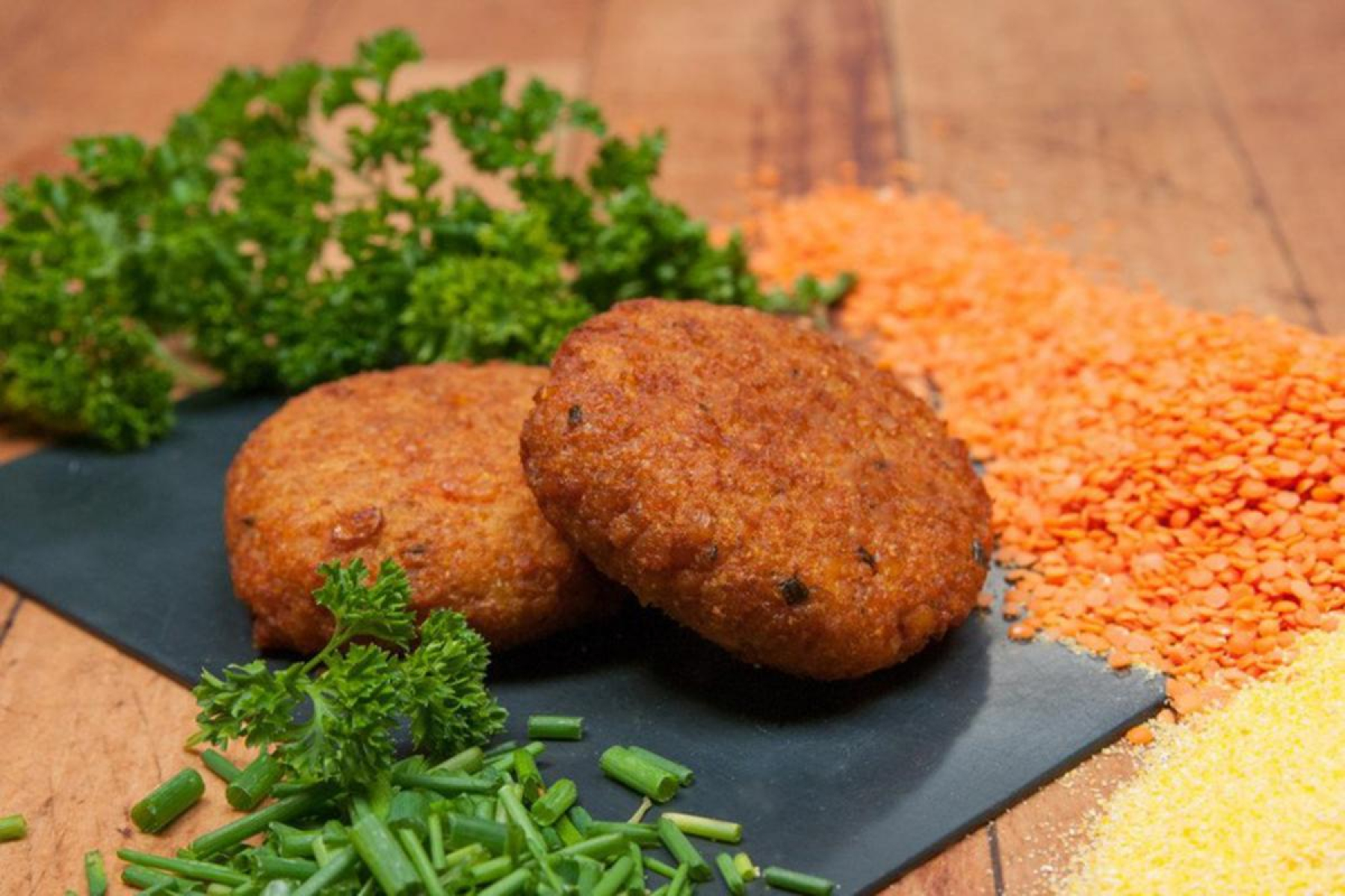 Rote Linse-Polenta Burger vegan (4 Stück)