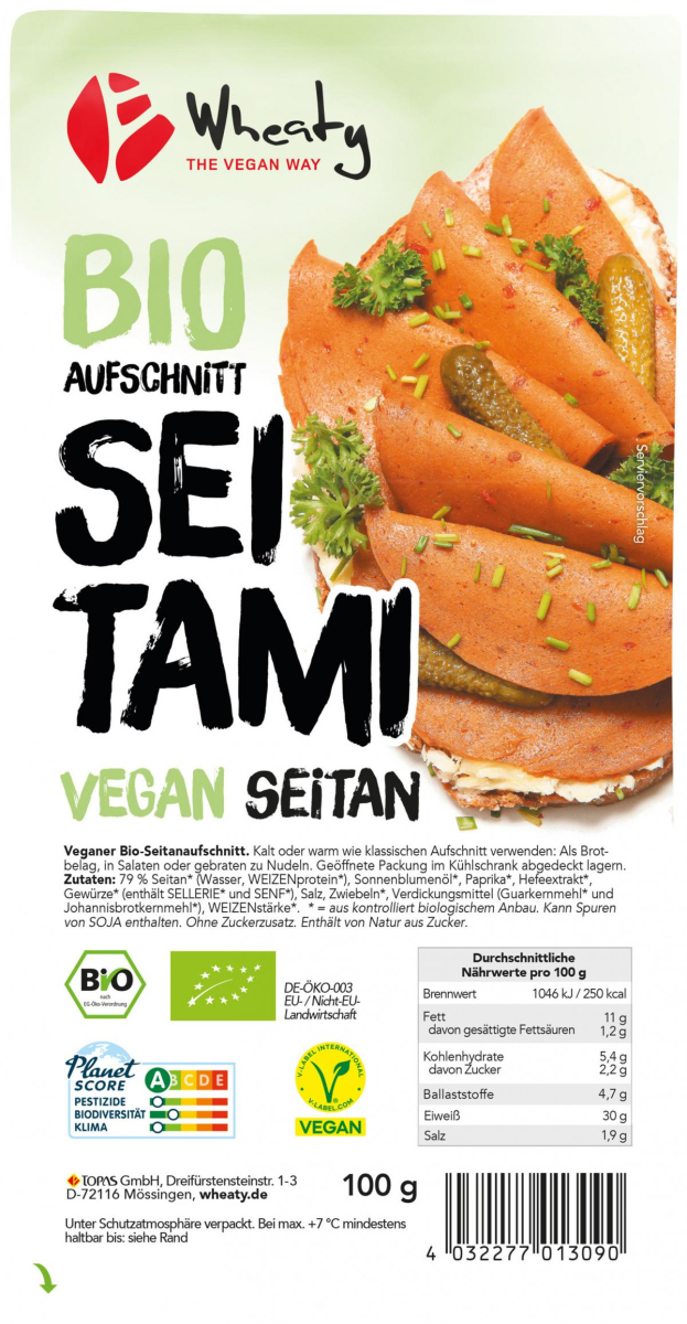 Veganer Aufschnitt Seitami (Salami Art)
