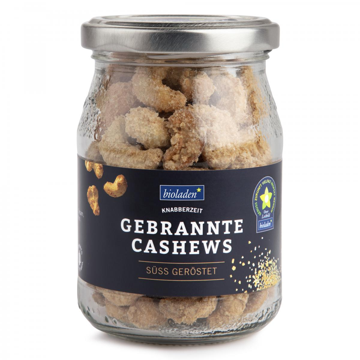 Gebrannte Cashews süß im Pfandglas