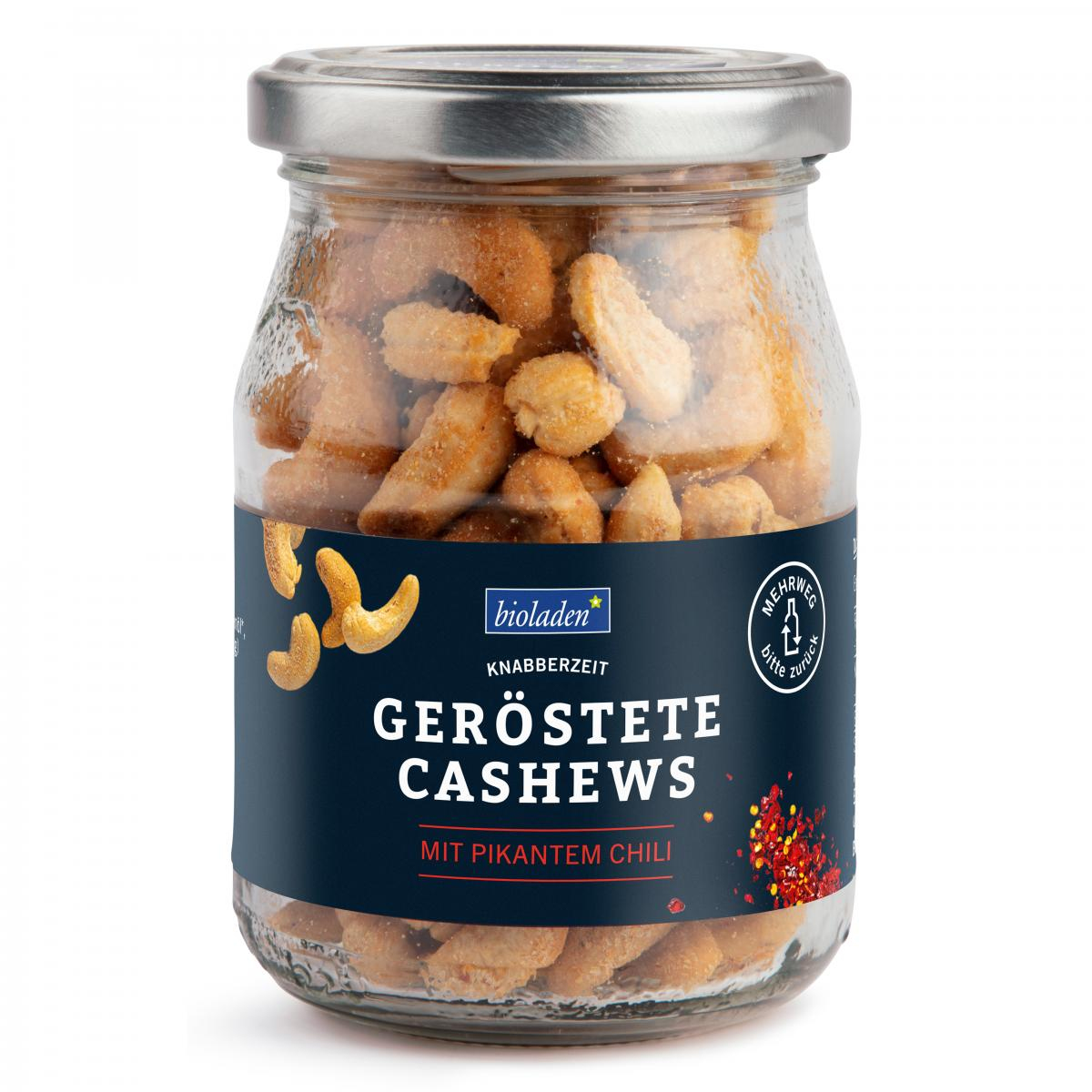 Cashews mit pikantem Chili im Pfandglas
