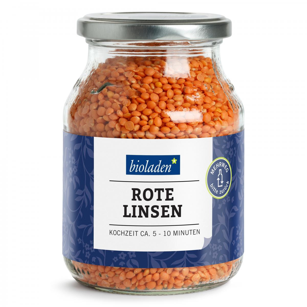 Rote Linsen im Pfandglas bioladen*