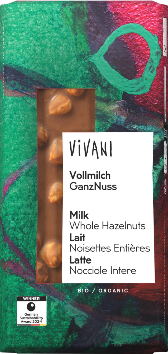 Vollmilchschokolade ganze Nüsse