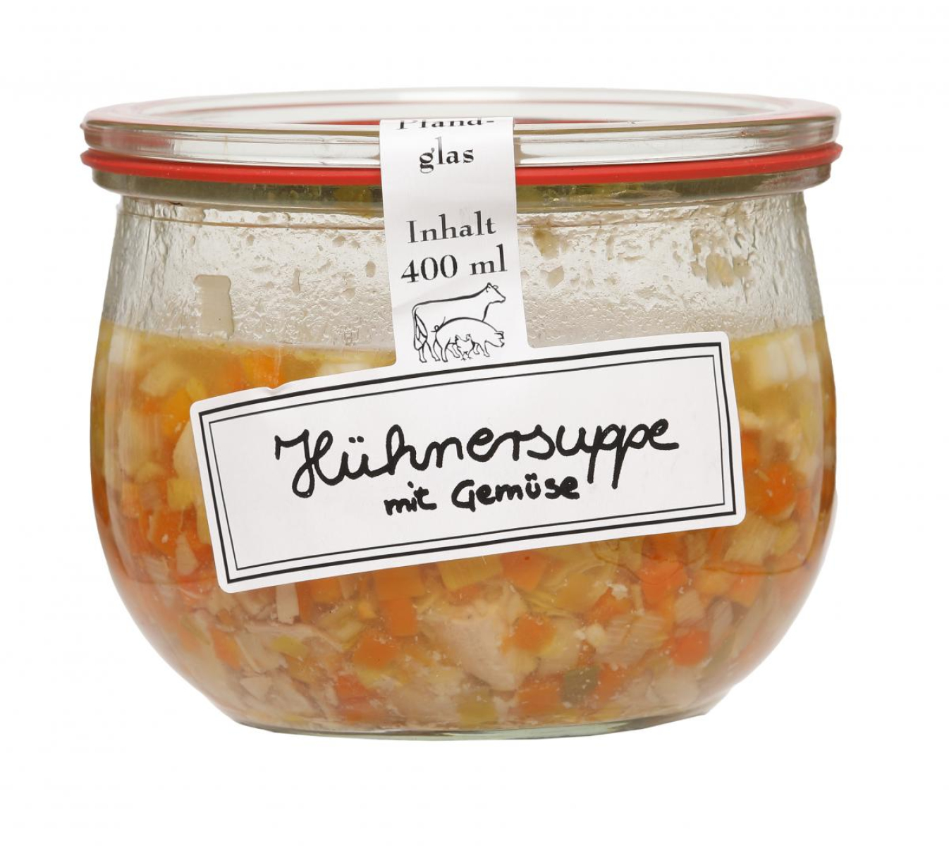 Hühnersuppe mit Gemüse im Weck-Glas