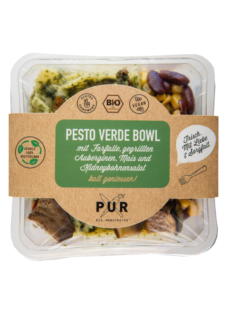Pesto Verde Bowl Farfalle gegril. Aubergine