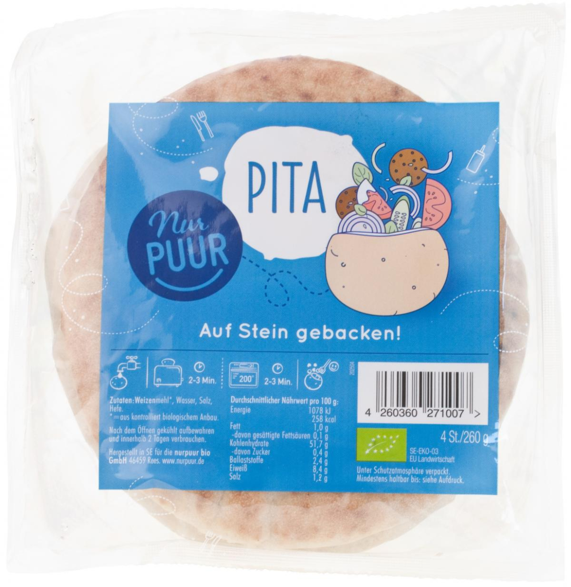 Pita Taschen Weizen 4 Stück