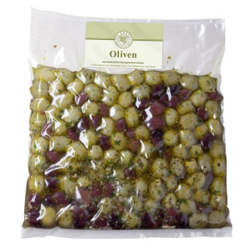 Oliven Mix gefüllt, mariniert (Großgebinde)