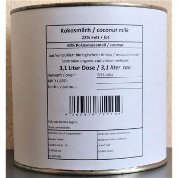 Kokosmilch 22% (Großgebinde)