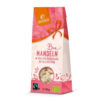 Mandeln in weißer Schokolade Rosenblüte